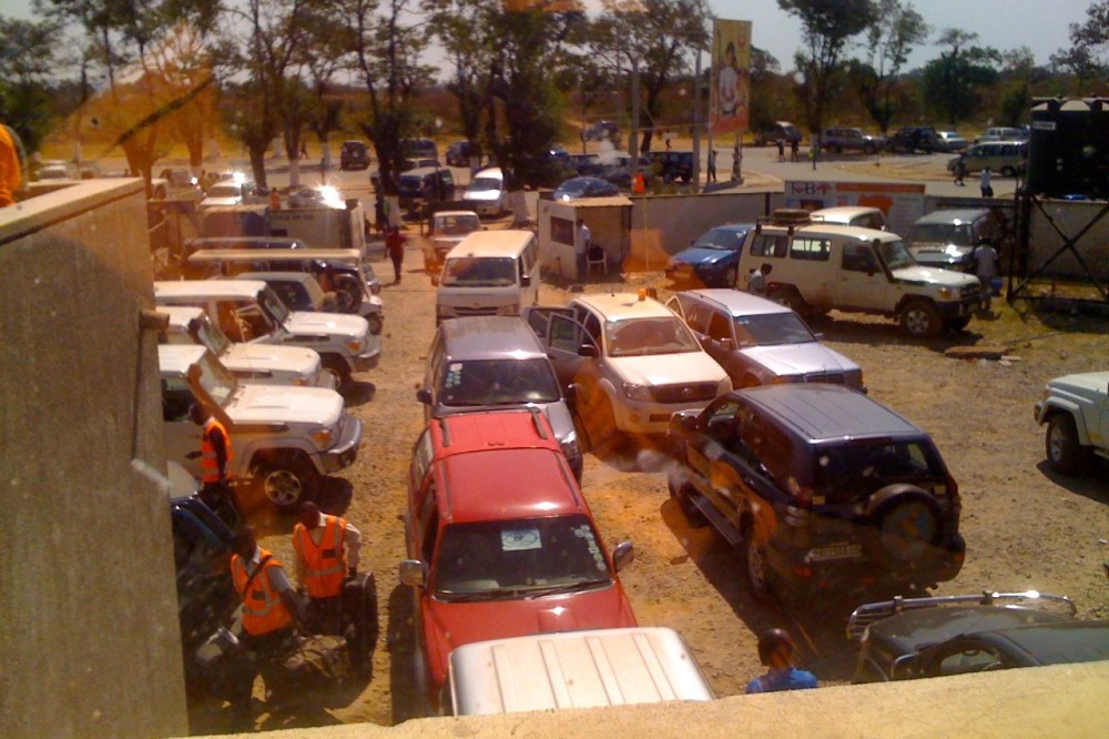 ... which looks out onto this parking lot, where our chariot awaits.