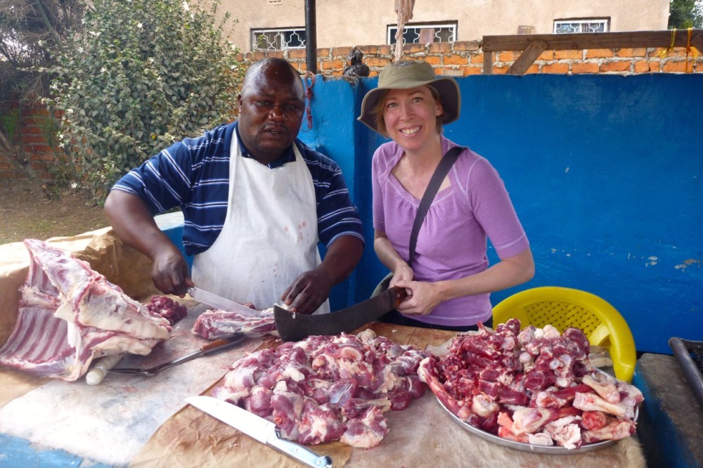 Posing with machete man on my third visit (May 2012)—he proudly kept things very clean.